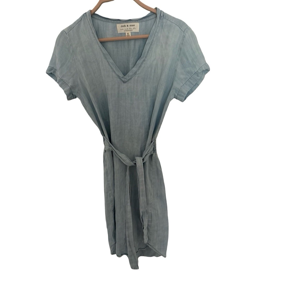 Anthropologie Cloth & Stone chambray tank tie waist Coastal Dress Size XS